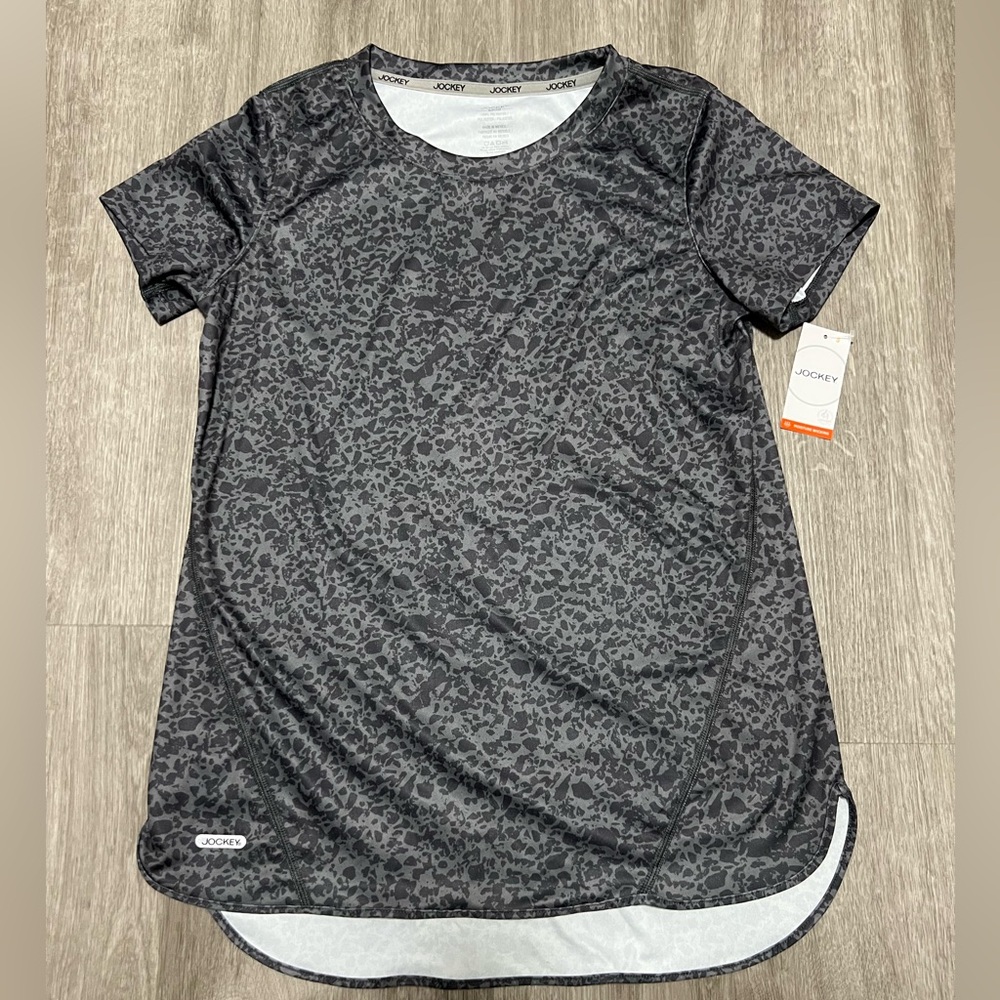 NWT Jockey Women's Black Splatter Patterned Performance Top, size‎ S